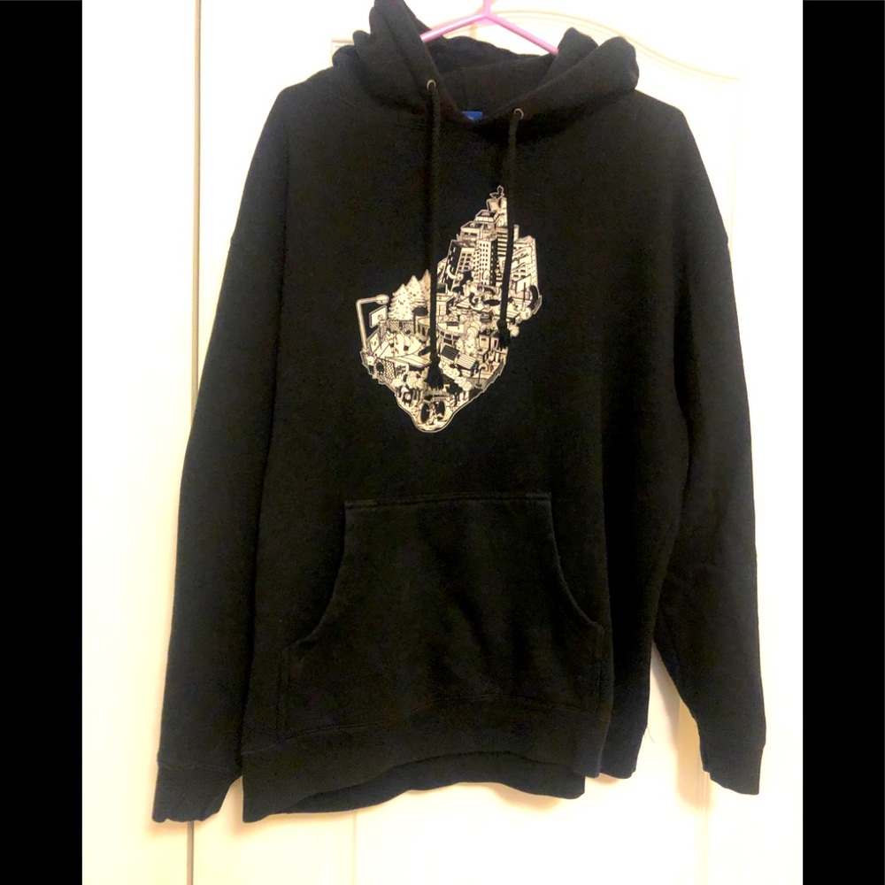 DEAL!!Mens but good for anyone, black Adidas kanga hoodie, large